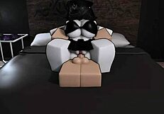 Busty Goth Friend Gets Fucked In Roblox Game