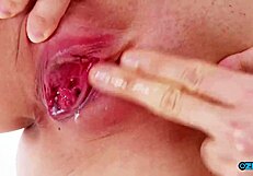 Tight Pussy Struggles With Cum After Intense Creampie