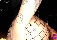 In the NYC hood, a Caribbean Latina with a big ass gets choked and creampied on the balcony