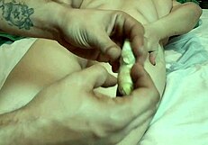 Applying Ginger To Submissive's Anus For First Time Figging Training