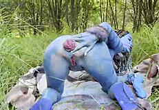 Monika Fox's Avatar Prolapse Anal Dildo Fuck Squirt in Forest