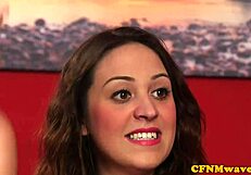 Clothed stepmom and teen 18+ wanking hard dick