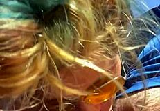 blonde slut takes a huge facial after getting fucked in public