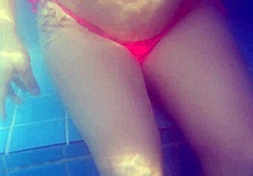 Risky public sex with petite 18+ skinny tight pussy in pool