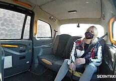 Sexy blonde widow got it hard in the taxi