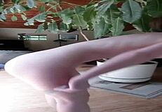 Fit girl with round ass models many panties in striptease!