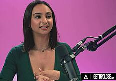 Up close, Hailey Rose shows how women orgasm with huge natural tits in solo masturbation