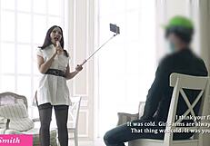 jeny smith invited a guy for her experiment, turned off lights, got naked, and he liked the butt plug in her ass