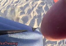 flashing cock on public beach stepdaughter makes cumshot risky