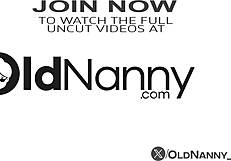 Hey, check out this old nanny guiding two horny lesbians in sexy lingerie for some fingering and kissing fun.