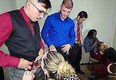 Slutty trailer gets anal banged in office madness