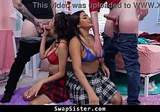 stepsisters secret sex life exposed leads to sibling swap and wild orgy