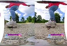 Vr180 - 3d girl crushing with dirty fila sneaker different food bears gummy crush trample