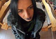 Elegant Fur-Coated Slut Fucked On Table Covered In Cum Twice