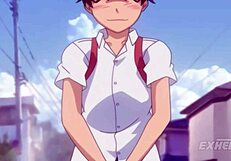 hentai stepsister gives first blowjob and gets cum on tits