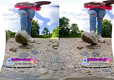 Vr180 - 3d girl crushing with dirty fila sneaker different food bears gummy crush trample