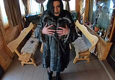 Elegant Fur-Coated Slut Fucked On Table Covered In Cum Twice