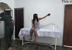 that perverted doctor is fucking the patient while her husband waits outside