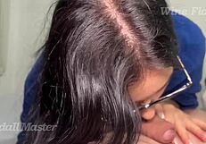 she gives the perfect blowjob to her boyfriend