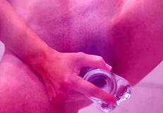 Natural busty REDHEAD CLOSEUP MASTURBATION with her CLEAR DILDO