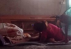 Homemade cute petite asian teen enjoys quiet time