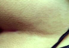 Morenita displays her tight shaved vagina in close-up view