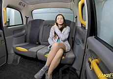 In the fake taxi, she begs for pussy fucking after being left
