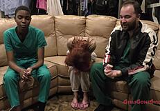 Nurse examines patient's hooters