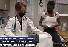 Nurse examines patient's hooters