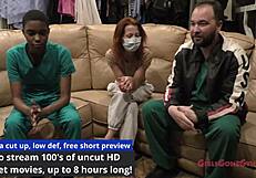 Nurse examines patient's hooters