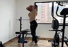 He Masturbates in the Gym While Talking to His Lover