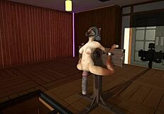 Furry cat dildoes and cum inflation