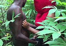 Stepmom receives rough backdoor gift in bushy Christmas scene.