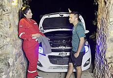 pregnant mechanic receives sausage in exchange for her payment - full video