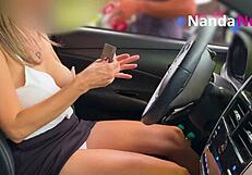 naughty wife flashes tits and pays with panties at gas station