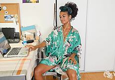 lola roses feels every sensation as she teases her big clit and juicy pussy with toys. she moans in pleasure during masturbation.