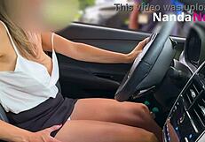 naughty wife flashes tits and pays with panties at gas station