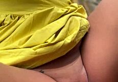 Is this shameless young wife getting fucked on the porch by her husband?