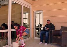 Girl next door seduces to facial