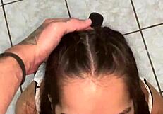 Sucking Wellington Prado's veiny cock, leaving it wet before penetration.