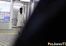 asian babe filmed pissing in hidden voyeur video with old man spying