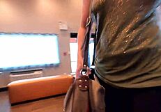 Staged skirt malfunction in public - milf shows everyone her big ass