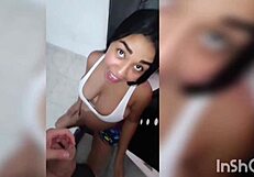 A Quickie Fucking in the Kitchen with Kelly the Brunette with Big Tits from Colombia