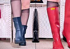 my epic shoe, boot, and heel collection in british european fetish style with leather, nylon, and stockings