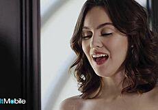 slender brunette pounded in missionary position before cum load on trimmed bush with dirty talk and moaning