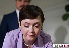 Small secretary fucked by new boss.