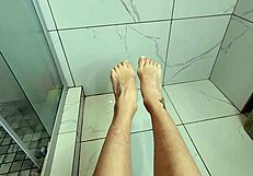 Sexy young milf teasing cock with feet