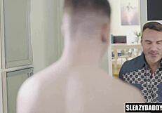 Step Dad and Step Son Compare Cocks Before Fucking