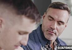 Step Dad and Step Son Compare Cocks Before Fucking