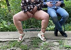 Licking Hot Nectar From Mother-In-Law's Pussy Outside